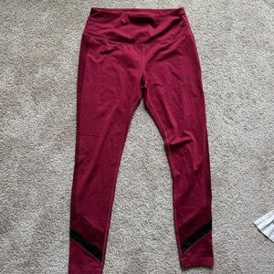 Reebok Maroon Workout Leggings with Black Logo